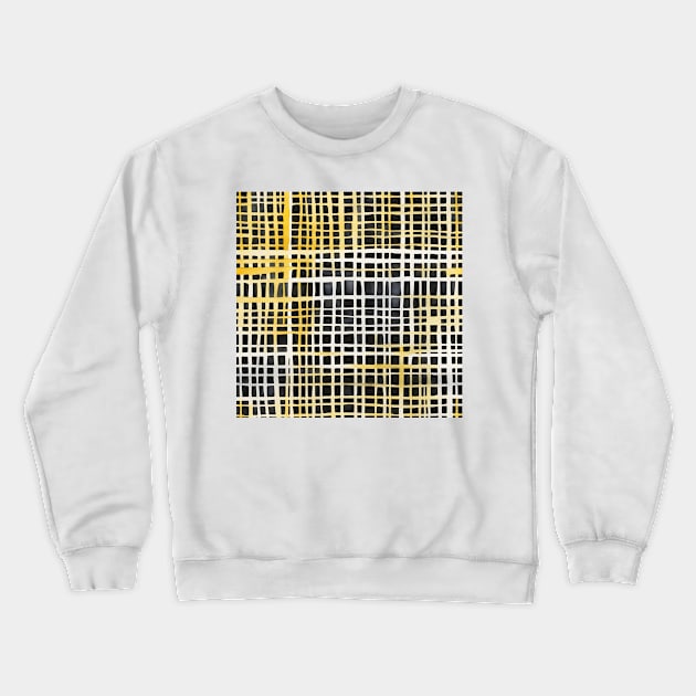 Abstract yellow black and white grid pattern Crewneck Sweatshirt by craftydesigns